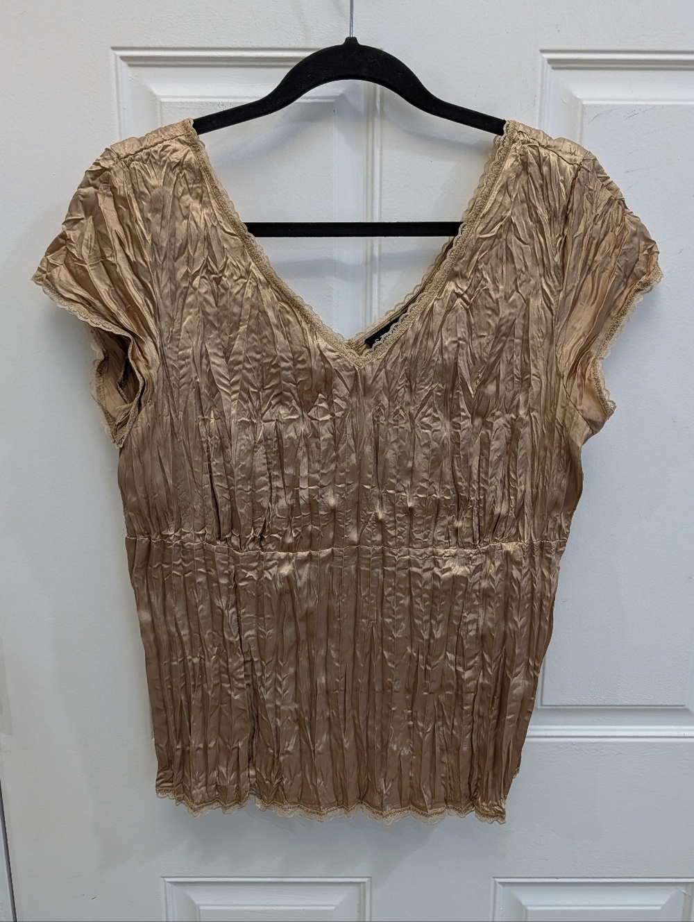 Vintage Y2K Crinkle Pleated Baby Doll Top